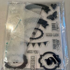 Clear Stamp Set with Sentiments. Congratulations. Stamos-embossing folders-dies